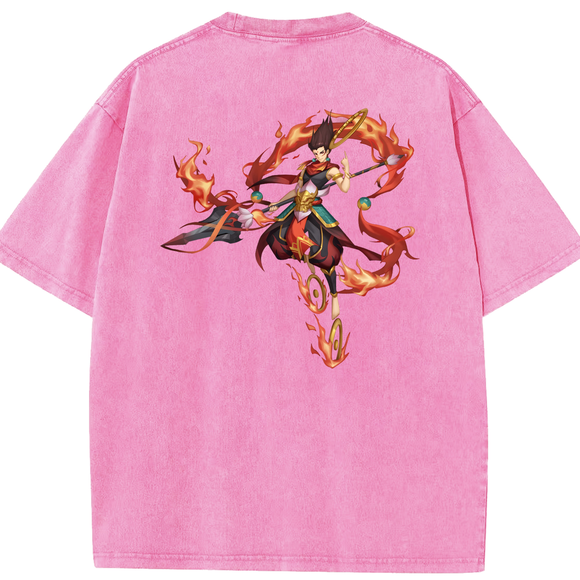 （画像用） Ne Zha 2 ナタ 魔童の大暴れ 綿100% ヴィンテージ風 半袖Tシャツ（背面プリント）